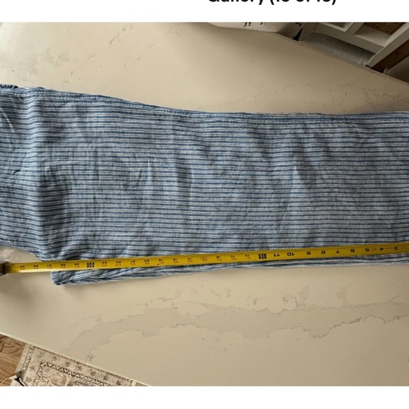 FAHERTY Linen Topsail Railroad Blue Stripe Mechanic Overalls Straight Leg Large - Picture 13 of 14